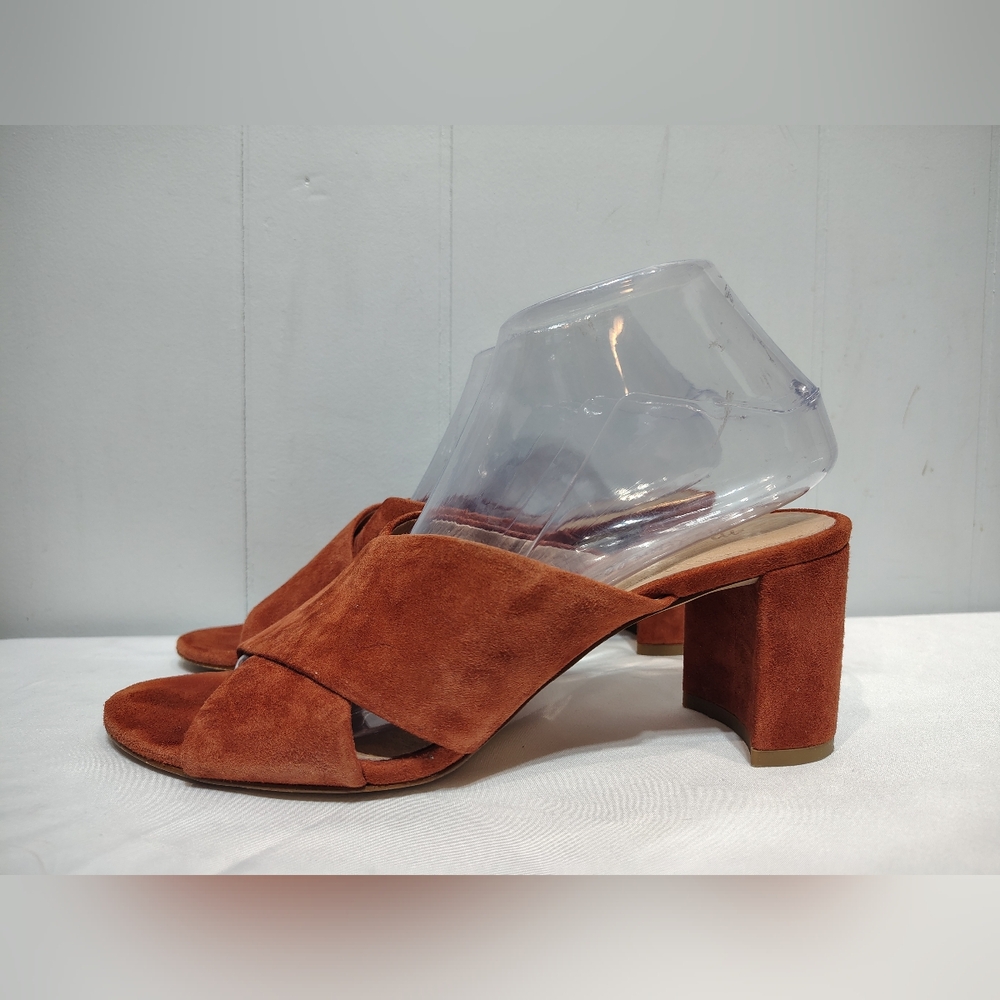 Madewell Greer Mule Sandals 8.5 Nutmeg Brown Suede Block Heel Slip On‎ G1982 - Picture 4 of 9